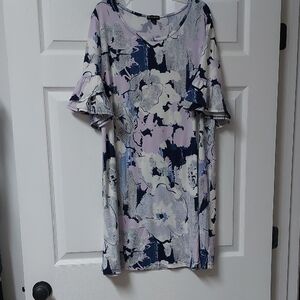 New Directions Floral Midi Dress - Blue and White